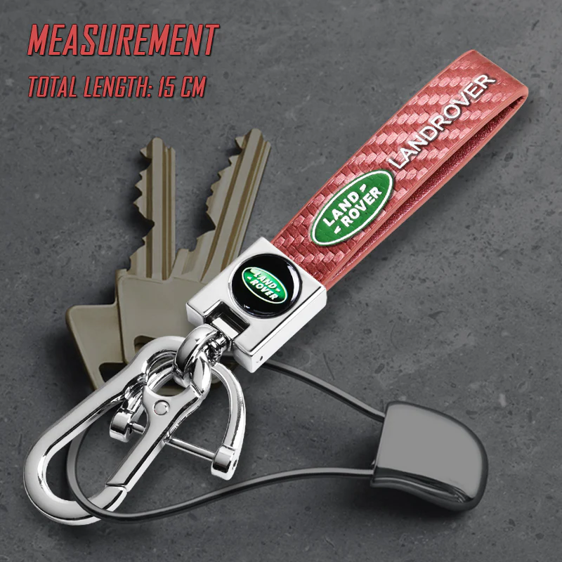 LANDROVER Universal Chrome 3D Logo Carbon Fiber Look Rare Pink Leather Metal Gift Decor Quick Release Lanyard Keychain - Image 6