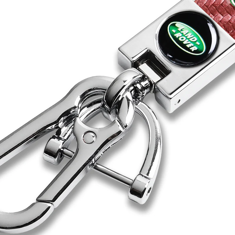 LANDROVER Universal Chrome 3D Logo Carbon Fiber Look Rare Pink Leather Metal Gift Decor Quick Release Lanyard Keychain - Image 7