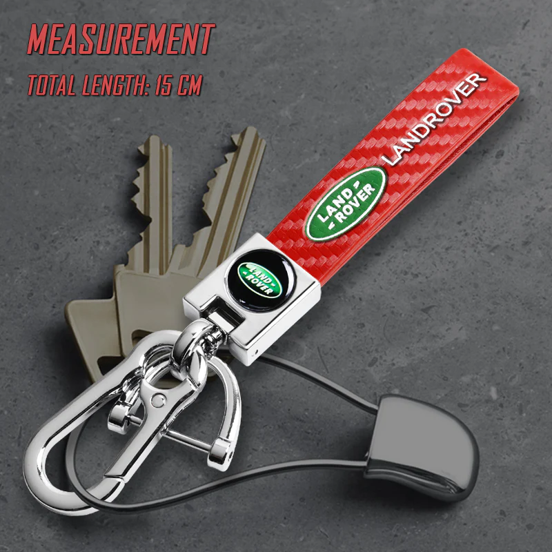LANDROVER Universal Chrome 3D Logo Carbon Fiber Look Red Leather Metal Gift Decor Quick Release Lanyard Keychain - Image 6