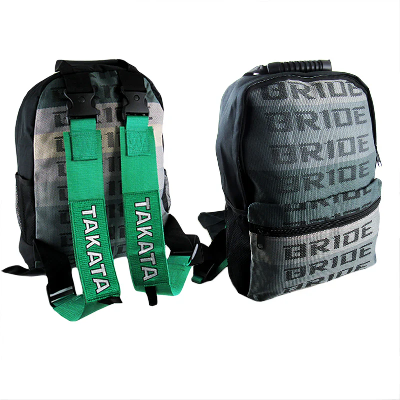 LARGE JDM BRIDE RACING Gradation Cloth Backpack with Takata Green Harness Adjustable Shoulder Straps - Image 6