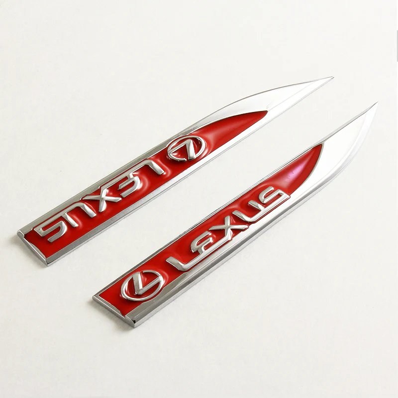Lexus Red 3D Metal Emblem Sticker 2 pcs - Image 4