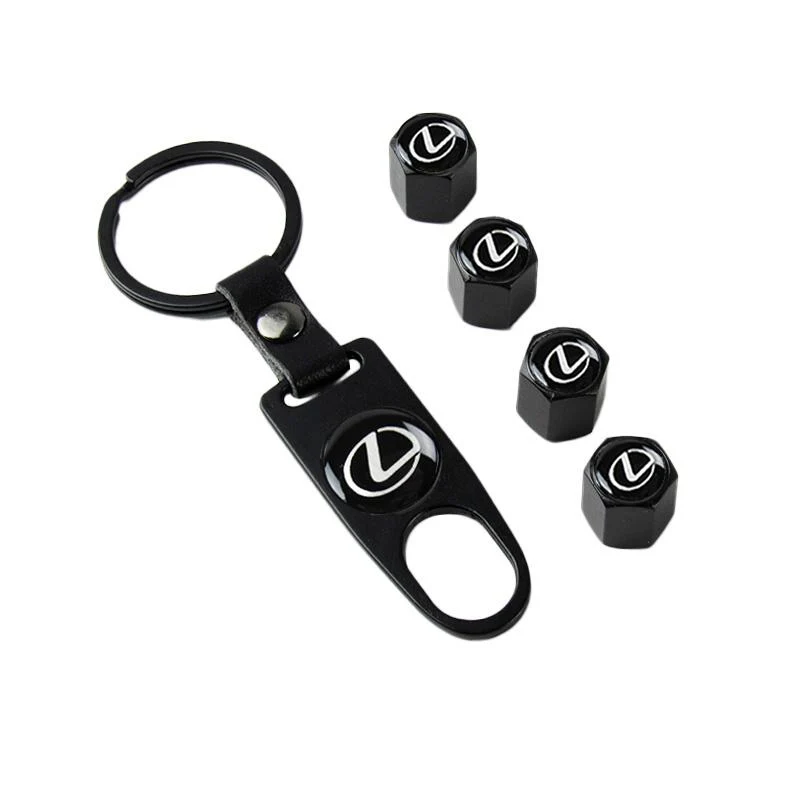 LEXUS Set LOGO Emblems with Wheel Tire Valves Black Air Caps Keychain - US SELLER - Image 6