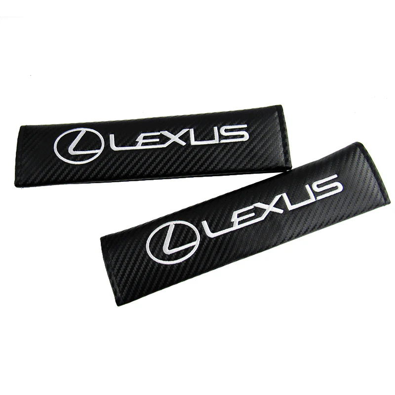 LEXUS Set of Car 15" Steering Wheel Cover Carbon Fiber Style Leather with Seat Belt Covers - Image 4