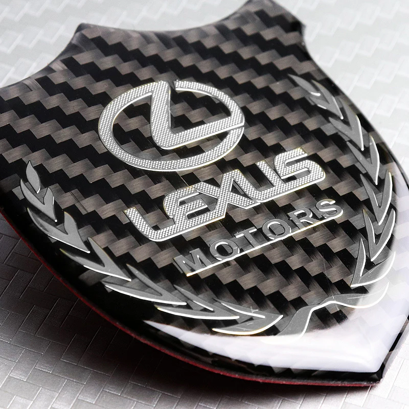 Lexus Silver 3D Carbon Fiber Emblem Sticker x2 - Image 2