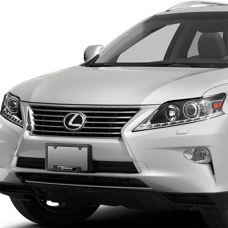 Lexus Stainless Steel 2pcs Black License Plate Frame with Caps Bolt Brand New SET - Image 2