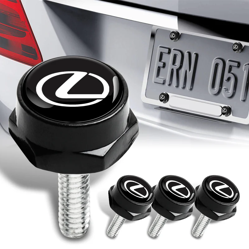 Lexus Stainless Steel 2pcs Black License Plate Frame with Caps Bolt Brand New SET - Image 3