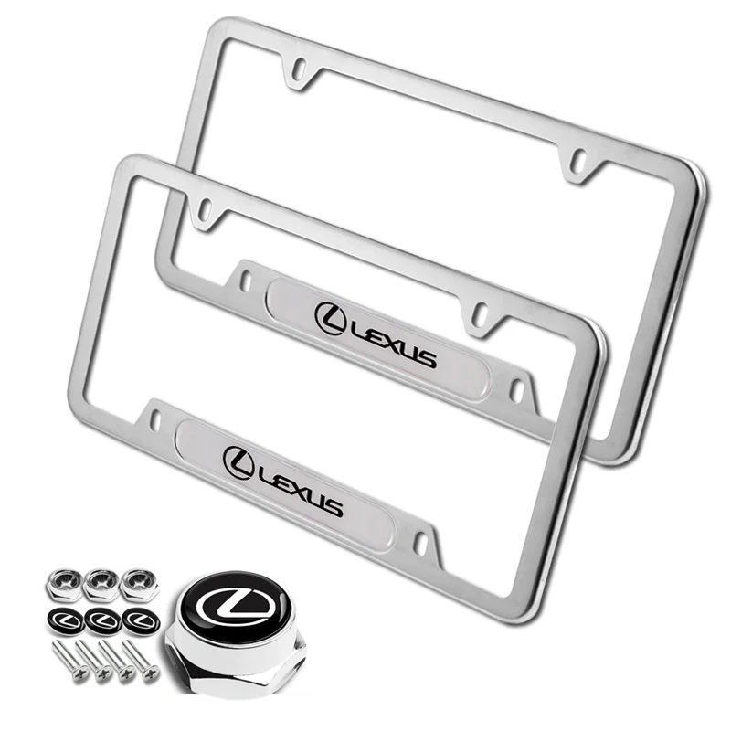 Lexus Stainless Steel 2pcs License Plate Frame with Caps Bolt Brand New SET - Image 6