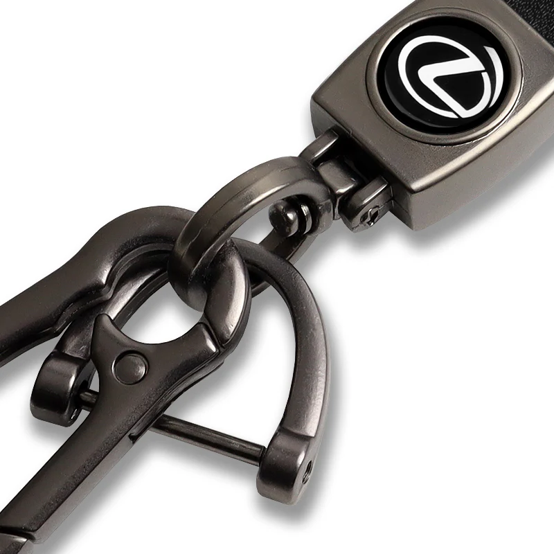 LEXUS Universal Black 3D Logo Leather Metal Gift Decor Quick Release Lanyard Keychain - Image 6