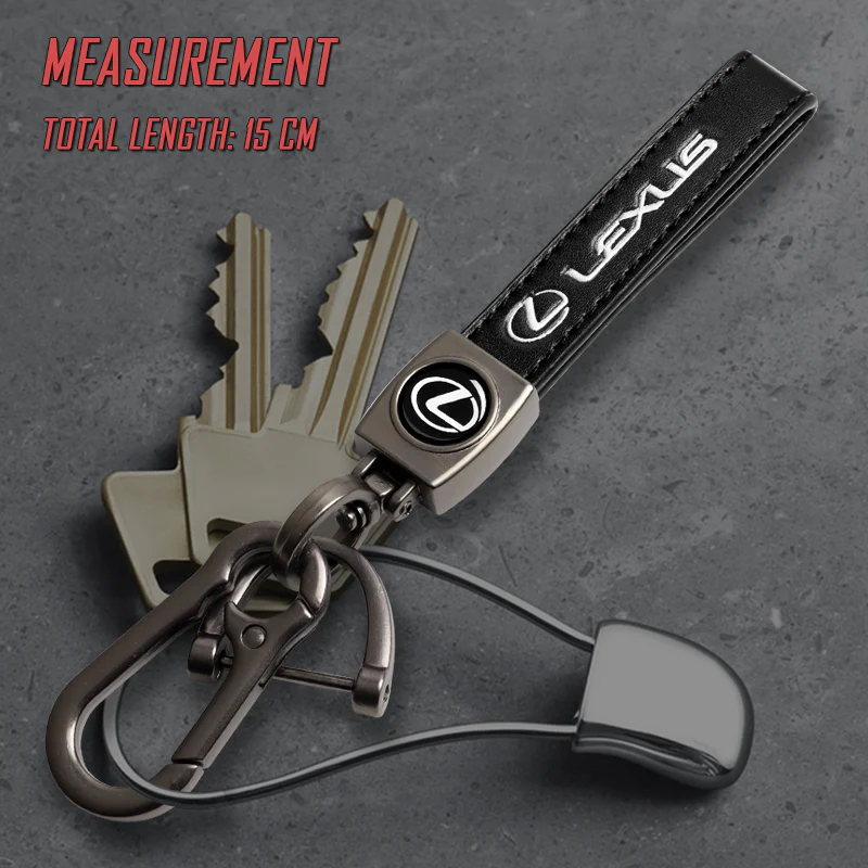 LEXUS Universal Black 3D Logo Leather Metal Gift Decor Quick Release Lanyard Keychain - Image 7