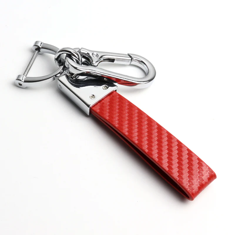 LEXUS Universal Chrome 3D Logo Carbon Fiber Look Red Leather Metal Gift Decor Quick Release Lanyard Keychain - Image 3