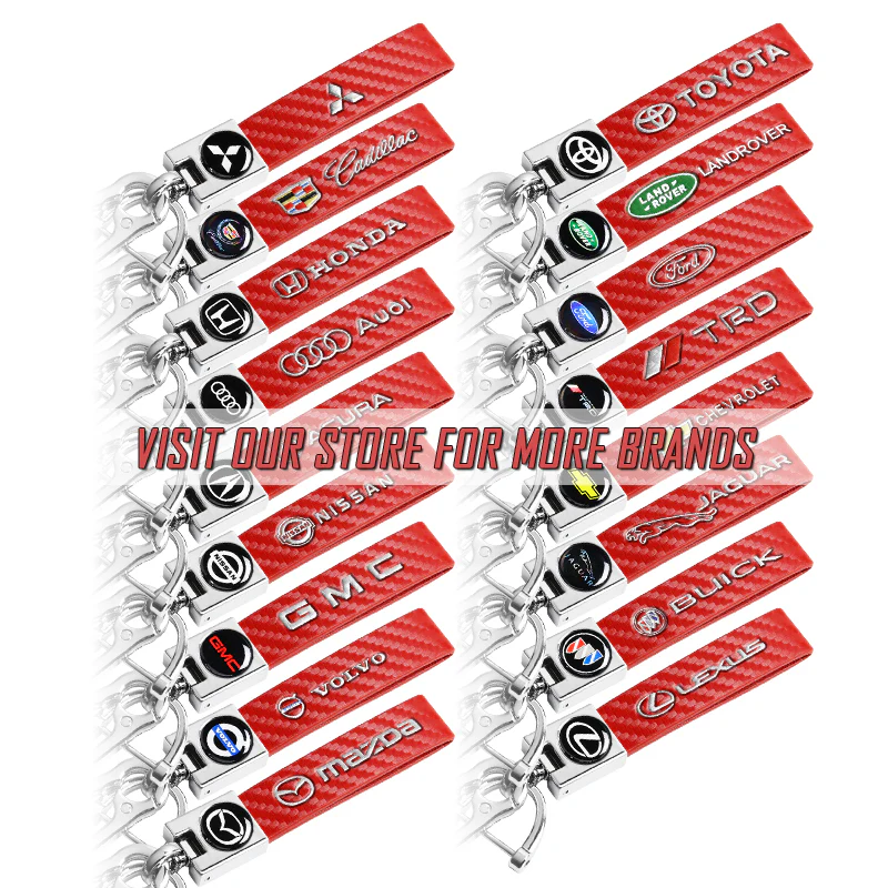 LEXUS Universal Chrome 3D Logo Carbon Fiber Look Red Leather Metal Gift Decor Quick Release Lanyard Keychain - Image 9