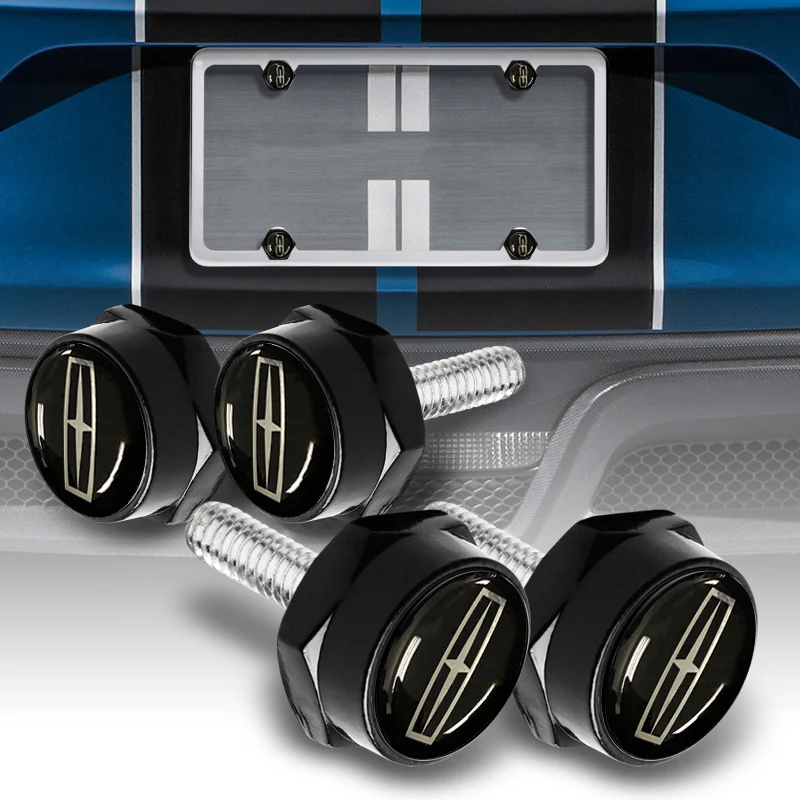 Lincoln 2 pcs Carbon Fiber Look High Quality ABS License Plate Frames with Caps Bolt Screw Set - Image 3