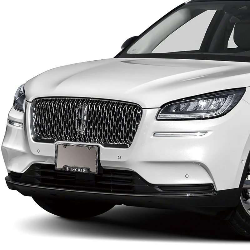 Lincoln 2 pcs Carbon Fiber Look High Quality ABS License Plate Frames with Caps Bolt Screw Set - Image 4