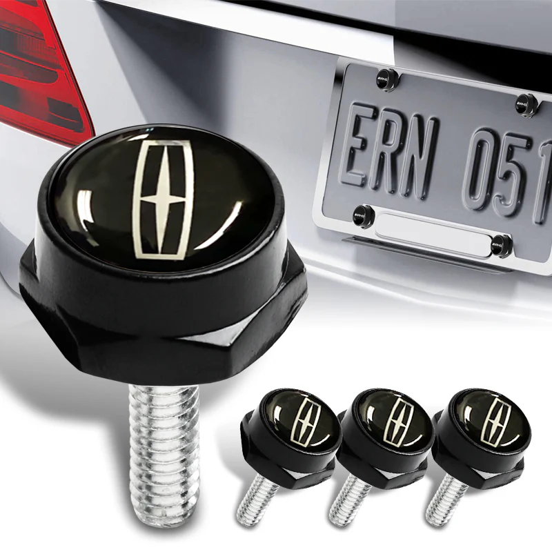 Lincoln 2 pcs Carbon Fiber Look High Quality ABS License Plate Frames with Caps Bolt Screw Set - Image 6