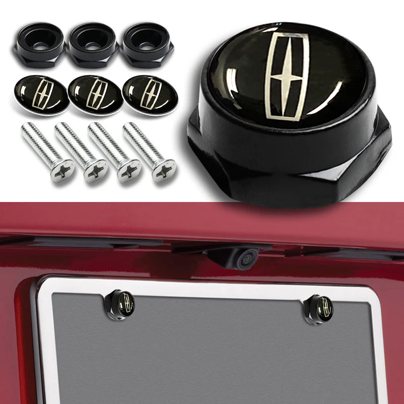 Lincoln 2 pcs Carbon Fiber Look High Quality ABS License Plate Frames with Caps Bolt Screw Set - Image 8
