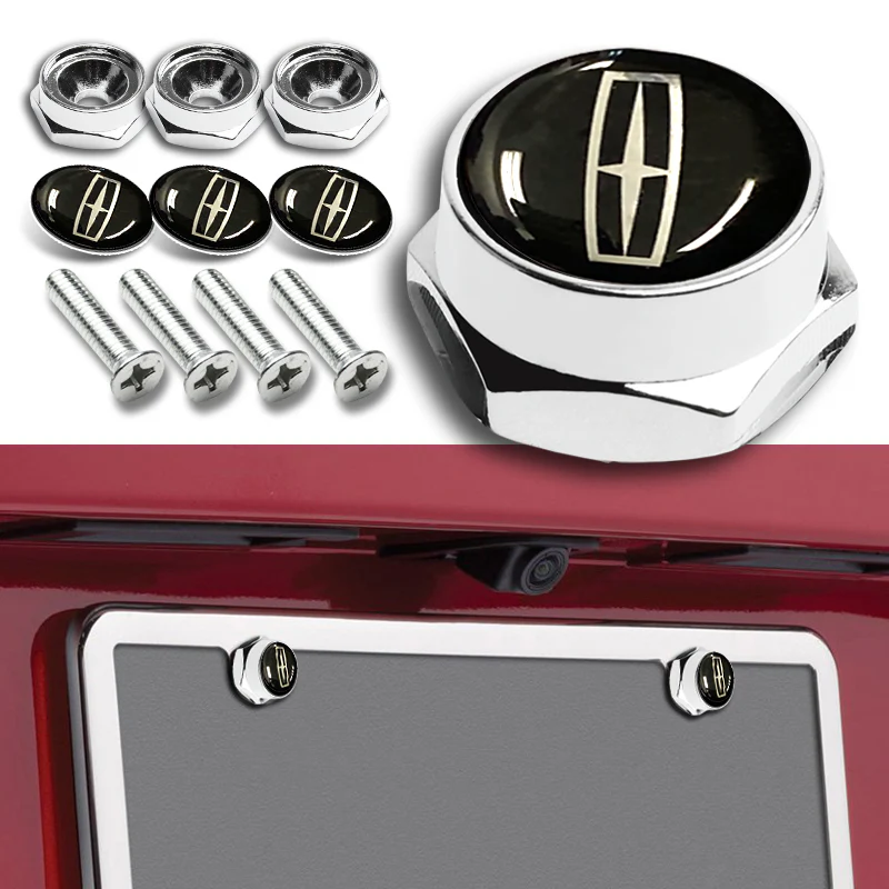Lincoln Metal Car License Plate Frame Screw Bolt Cap Cover Screw Bolts Nuts 4pcs - Image 2