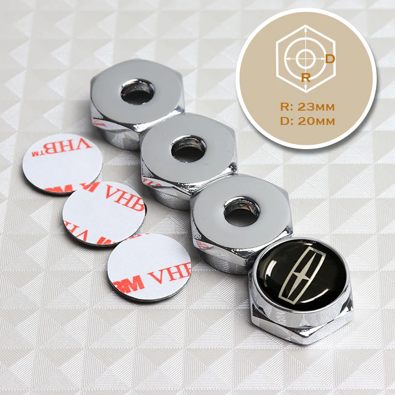 Lincoln Metal Car License Plate Frame Screw Bolt Cap Cover Screw Bolts Nuts 4pcs - Image 5