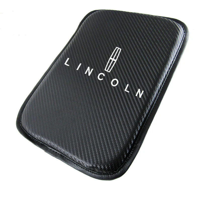 Lincoln Set of Carbon Fiber Look Embroidered Armrest Cushion & Seat Belt Cover - Image 7