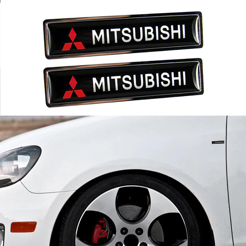Luxury NEW Auto Car Body Fender Metal Badge For MITSUBISHI Sticker Decal 2PCS - Image 3