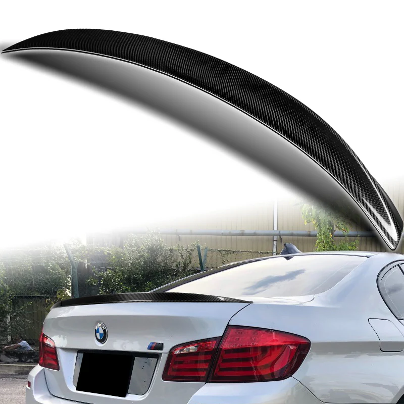 M5-Style Rear Trunk Lip Duckbill Spoiler Wing For 2011-2016 BMW F10 5-Series 4-DR / Sedan + Roof Visor -Real Carbon Fiber - Image 5