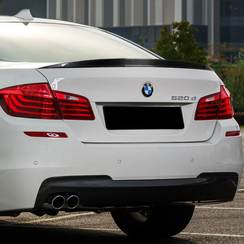 M5-Style Rear Trunk Lip Duckbill Spoiler Wing For 2011-2016 BMW F10 5-Series 4-DR / Sedan + Roof Visor -Real Carbon Fiber - Image 7