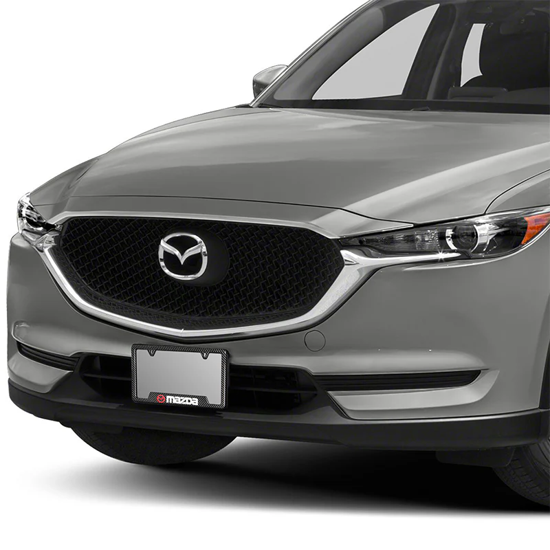 MAZDA 2 pcs Carbon Fiber Look High Quality ABS License Plate Frames with Caps Bolt Screw Set - Image 4