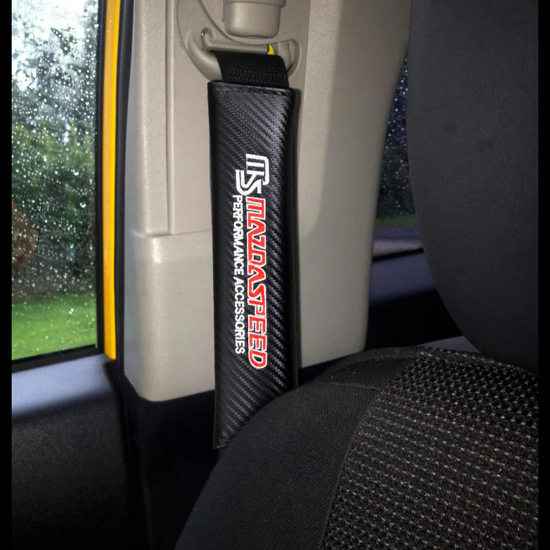 Mazda Mazda Speed Set of Carbon Fiber Look Embroidered Armrest Cushion & Seat Belt Cover - Image 9