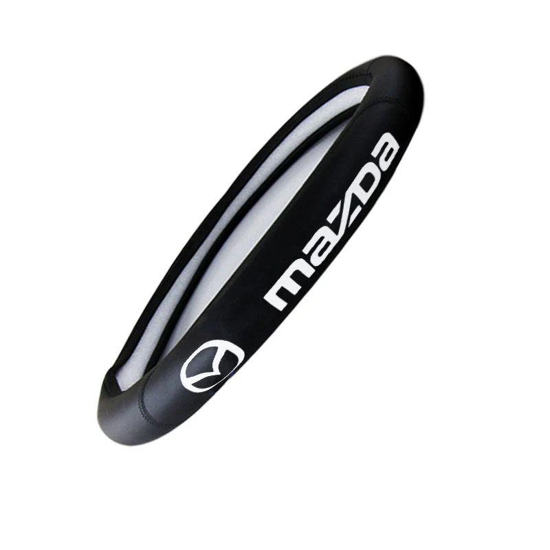MAZDA MazdaSpeed Set of Car 15" Steering Wheel Cover Quality Leather with Exquisite Clock - Image 5