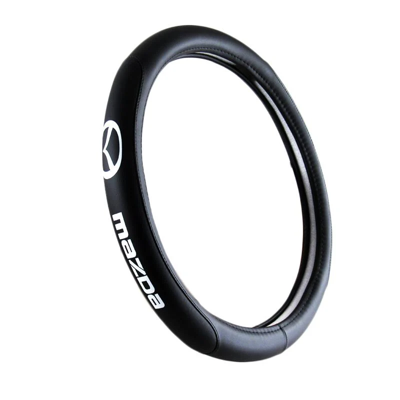 Mazda MazdaSpeed Set of Car 15" Steering Wheel Cover Quality Leather with Seat Belt Covers - Image 10
