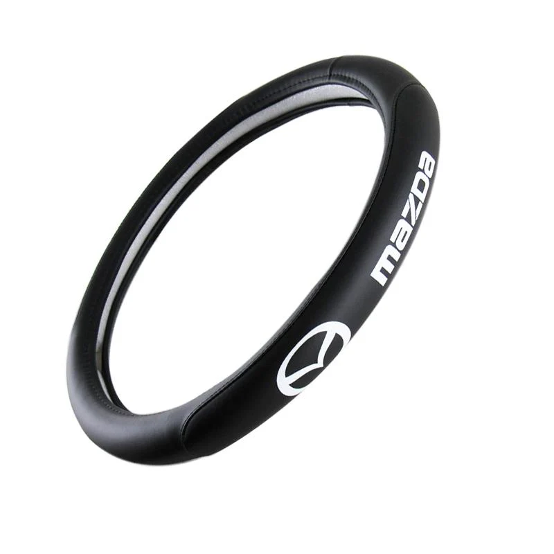 Mazda MazdaSpeed Set of Car 15" Steering Wheel Cover Quality Leather with Seat Belt Covers - Image 6