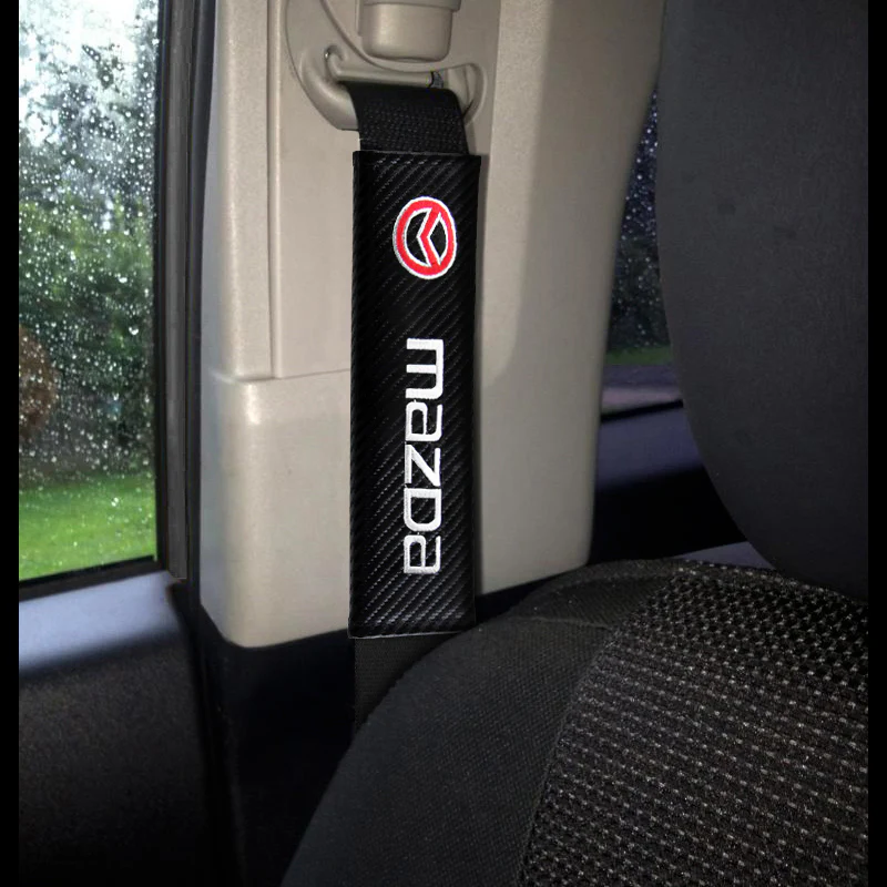 Mazda MazdaSpeed Set of Car 15" Steering Wheel Cover Quality Leather with Seat Belt Covers - Image 8