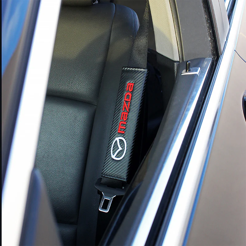Mazda MazdaSpeed Set of Car 15" Steering Wheel Cover Quality Leather with Seat Belt Covers - Image 2