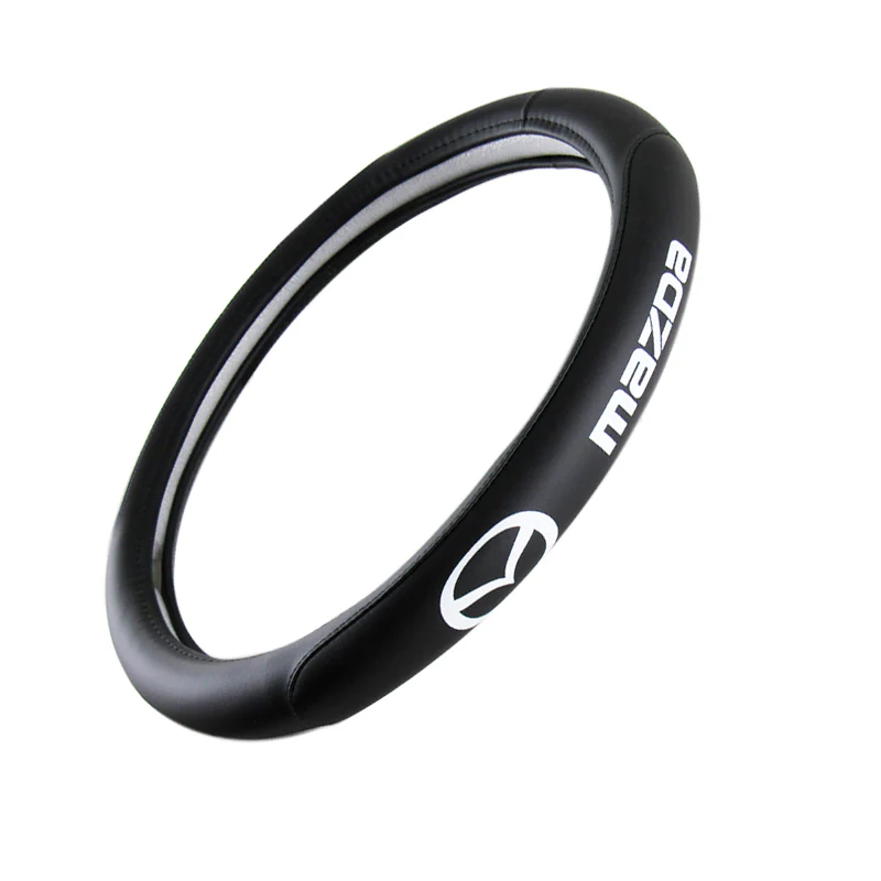 Mazda MazdaSpeed Set of Car 15" Steering Wheel Cover Quality Leather with Seat Belt Covers - Image 4