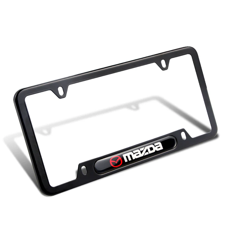 MAZDA MazdaSpeed Stainless Steel 2pcs Black License Plate Frame with Caps Bolt Brand New SET - Image 7