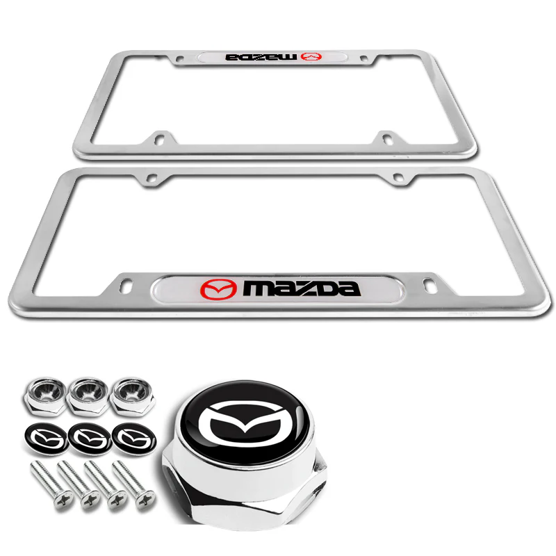 MAZDA MazdaSpeed Stainless Steel 2pcs License Plate Frame with Caps Bolt Brand New SET - Image 4