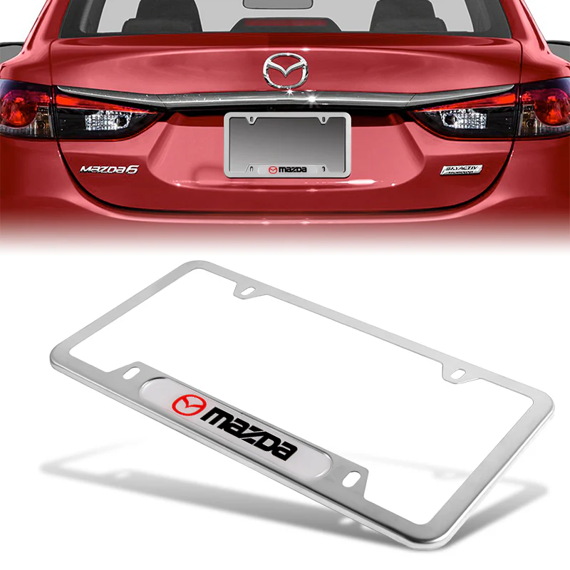 MAZDA MazdaSpeed Stainless Steel 2pcs License Plate Frame with Caps Bolt Brand New SET - Image 5