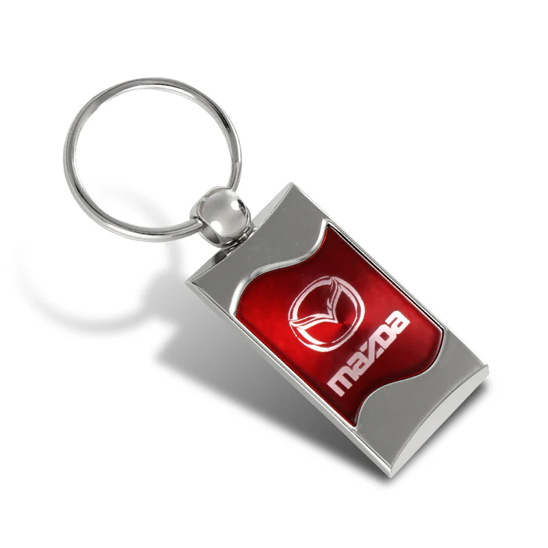 Mazda Red Rectangular Authentic Chrome Key Fob Key ring Keychain Lanyard - Image 35