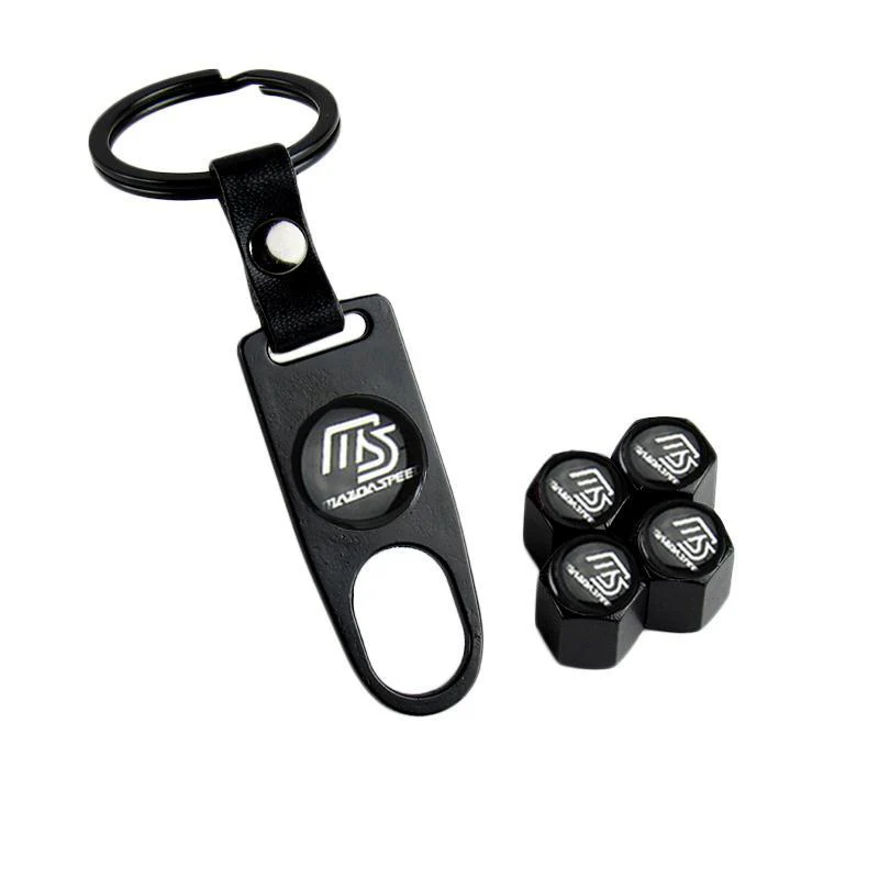 Mazda Set LOGO Emblems with Mazda Speed Keychain Tire Wheel Valves Black Air Caps - US SELLER - Image 6