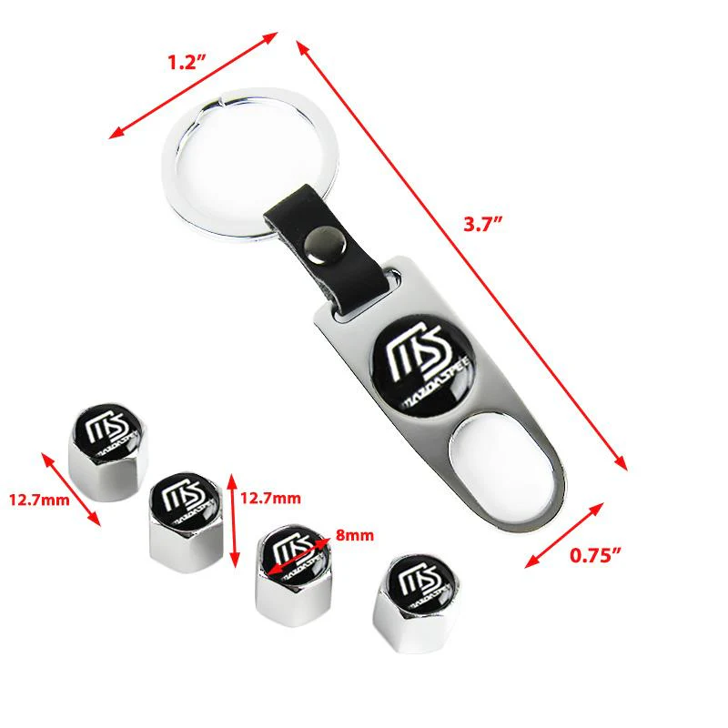 Mazda Set LOGO Emblems with Mazda Speed Silver Tire Wheel Valves Air Caps Keychain - US SELLER - Image 3
