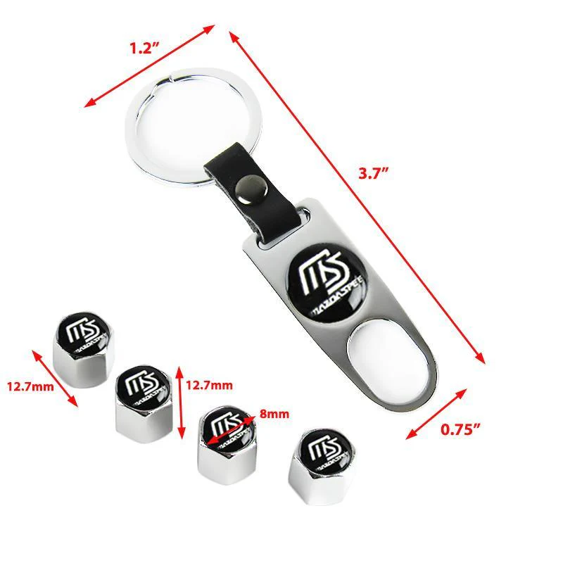 Mazda Set LOGO Emblems with Mazda Speed Silver Wheel Tire Valves Air Caps Keychain - US SELLER - Image 3