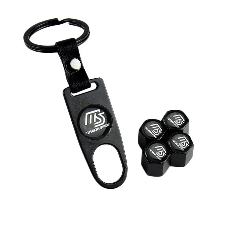 Mazda Set LOGO Emblems with Mazda Speed Tire Wheel Valves Black Air Caps Keychain - US SELLER - Image 6