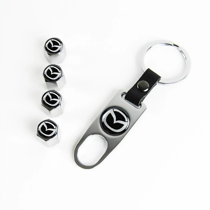 Mazda Set LOGO Emblems with Wheel Tire Valves Air Caps Silver Keychain- US SELLER - Image 6
