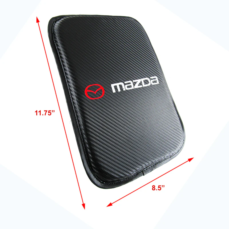 Mazda Set of Carbon Fiber Look Embroidered Armrest Cushion & Seat Belt Cover - Image 4