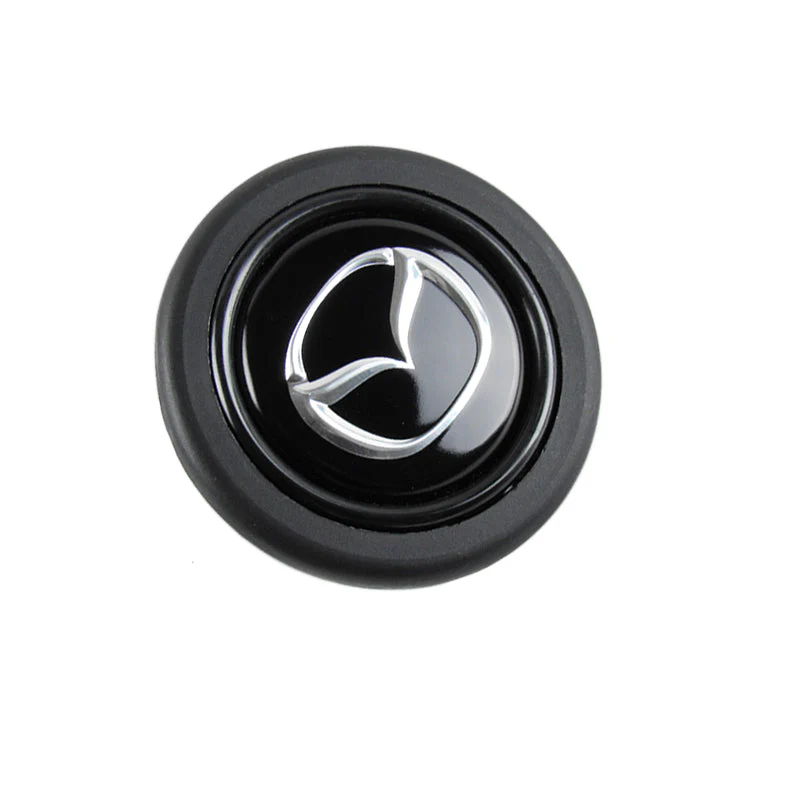 MAZDA Set Quality Leather 15" Diameter Car Auto Steering Wheel Cover with Black / Silver Horn Button - Image 4