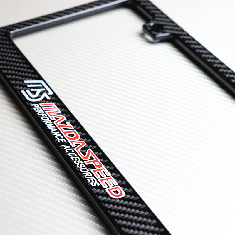 Mazdaspeed 100% Real Carbon Fiber License Plate Frame with Caps & Screws - Image 2