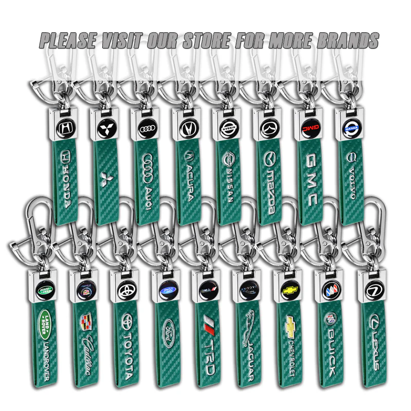 MAZDA Universal Chrome 3D Logo Carbon Fiber Look Green Leather Metal Gift Decor Quick Release Lanyard Keychain MAZDA SPEED - Image 9