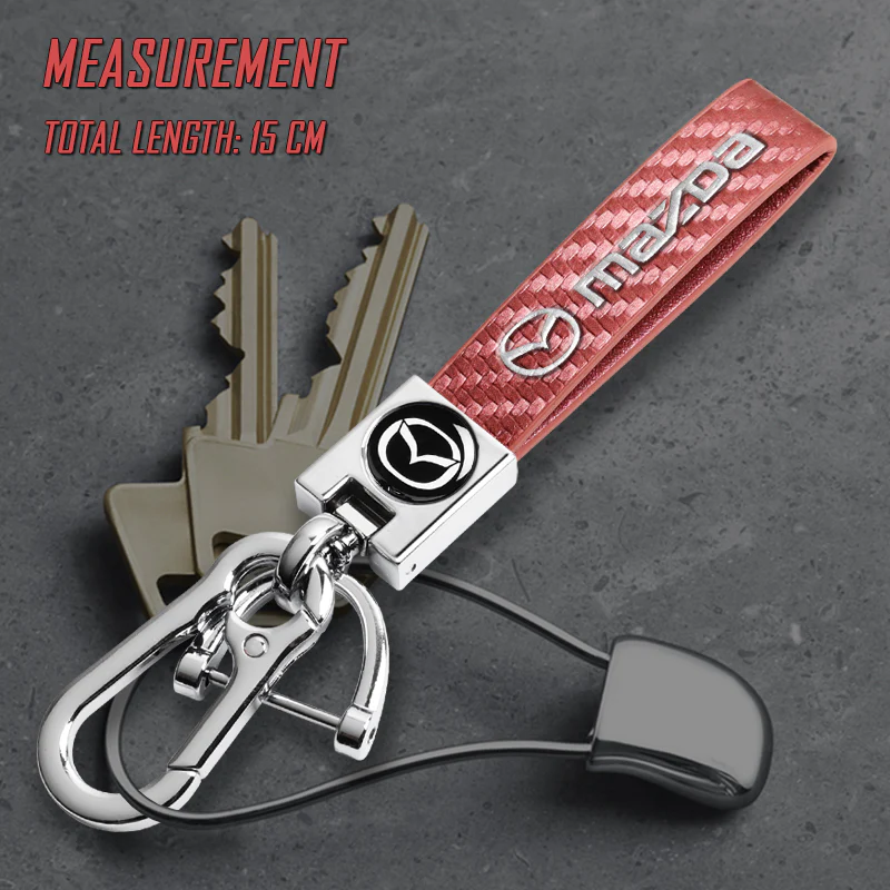 MAZDA Universal Chrome 3D Logo Carbon Fiber Look Rare Pink Leather Metal Gift Decor Quick Release Lanyard Keychain MAZDA SPEED - Image 5