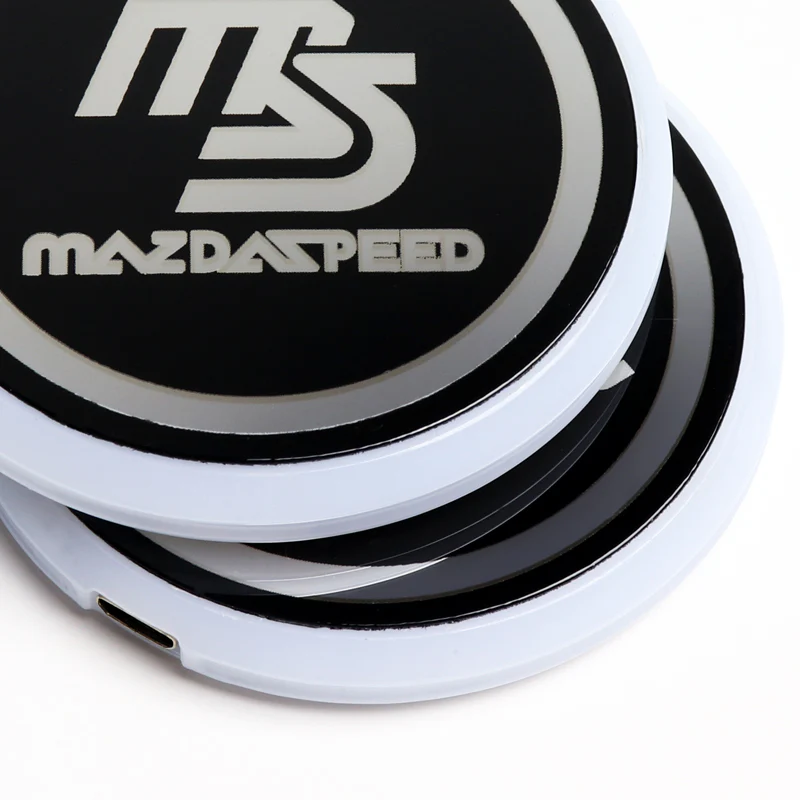 MazdaSpeed Mazda Car Center Console Armrest Cushion Mat Pad Cover Stitched Embroidery Logo with LED Cup Coaster Set - Image 4