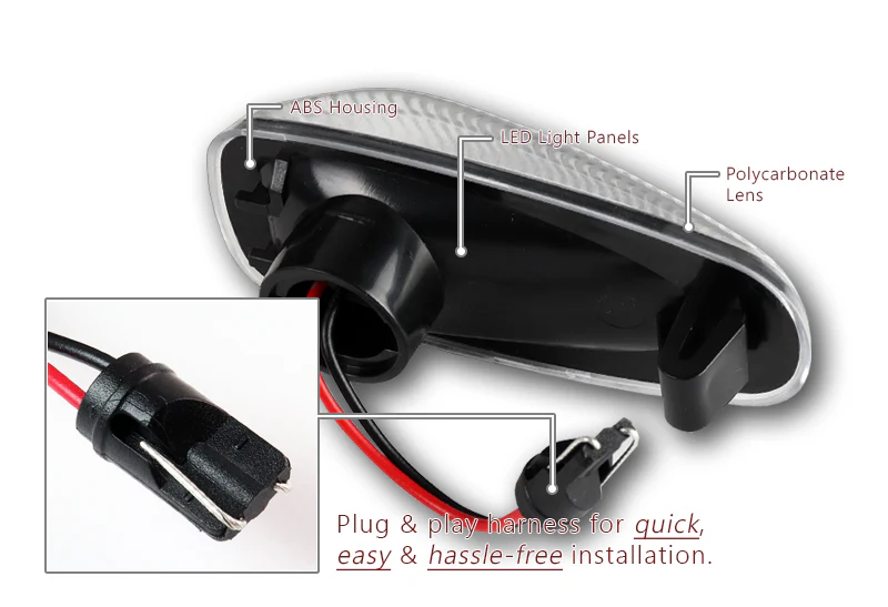 Mercedes-Benz CLK / SLK Class Amber LED Turn Signal Front Side Marker Lights -Clear Lens - Image 3