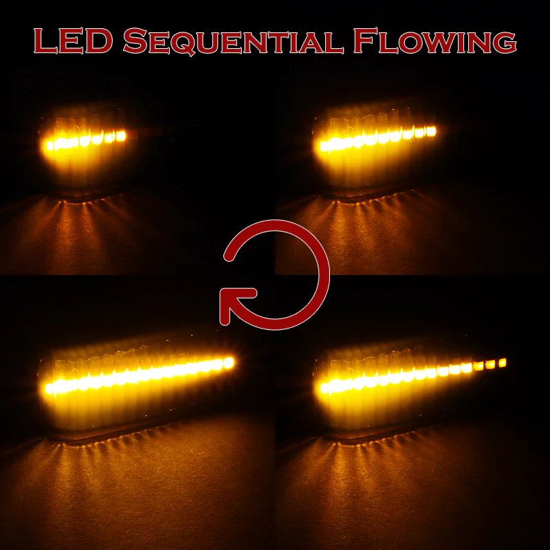 Mercedes-Benz W124 W202 W140 Sequential Amber LED Turn Signal Front Side Marker Lights -Smoked Lens - Image 5